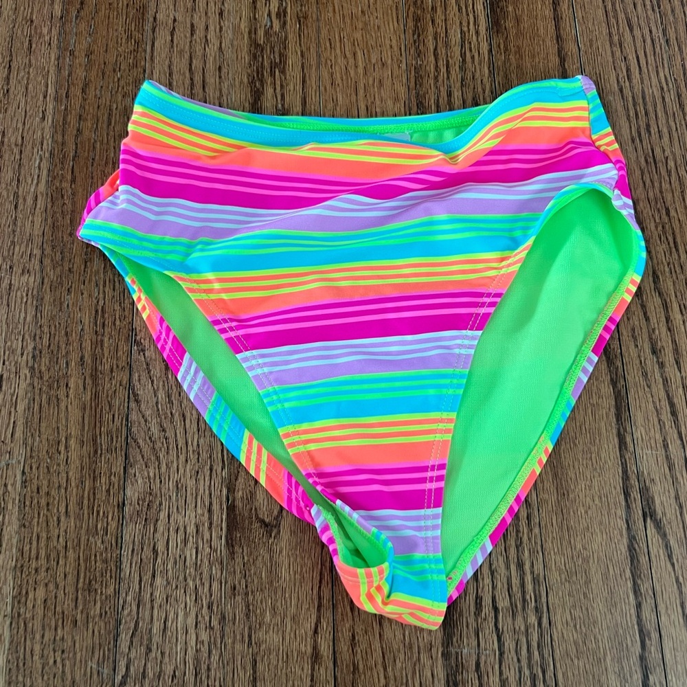Colorful Striped Cheeky Bikini Bottom Size M